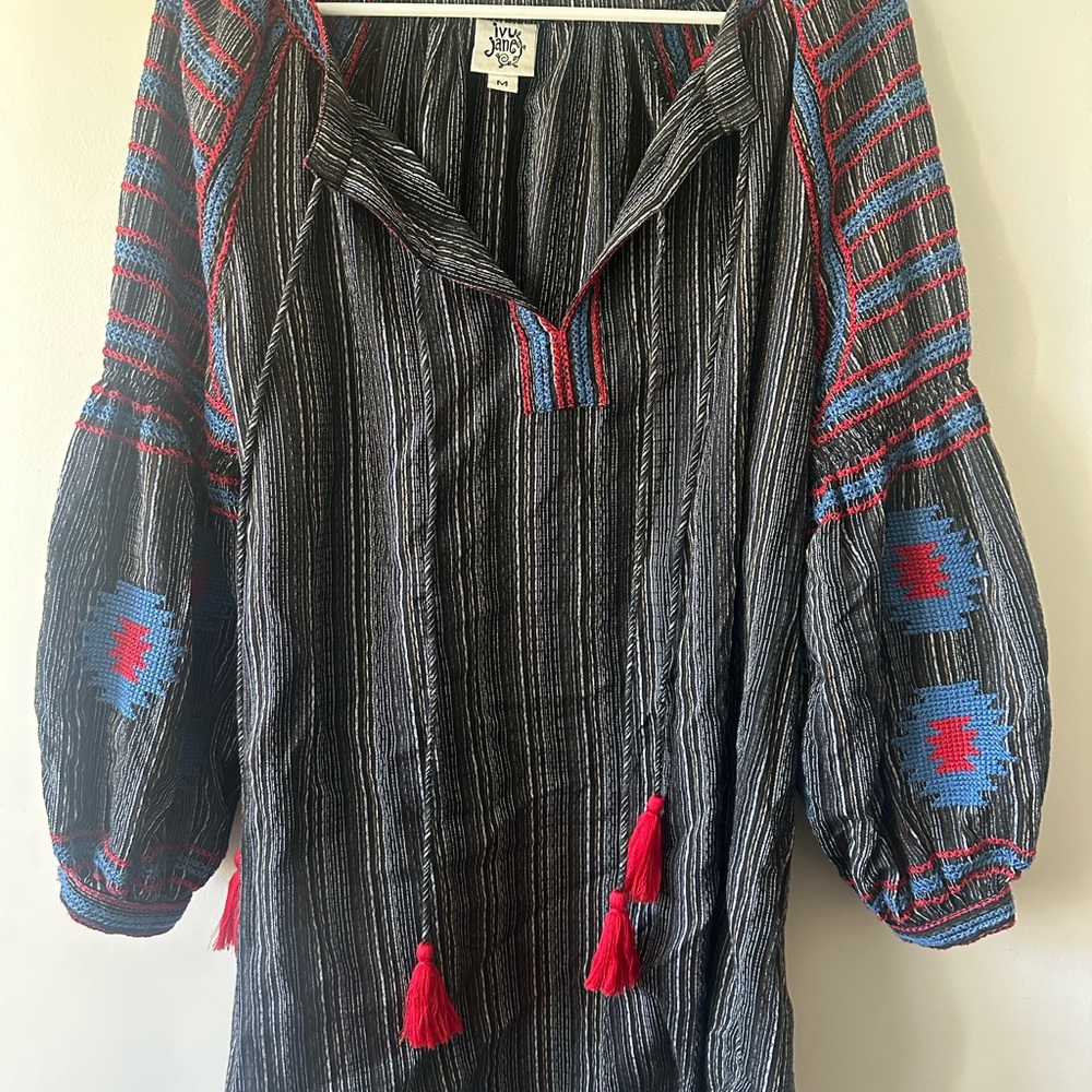 Ivy Jane Black Blue Red Aztec Mini Dress - Picture 2 of 12